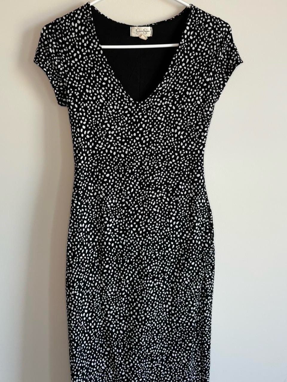 Jessica Simpson Black Midi Dress With White Spot Print